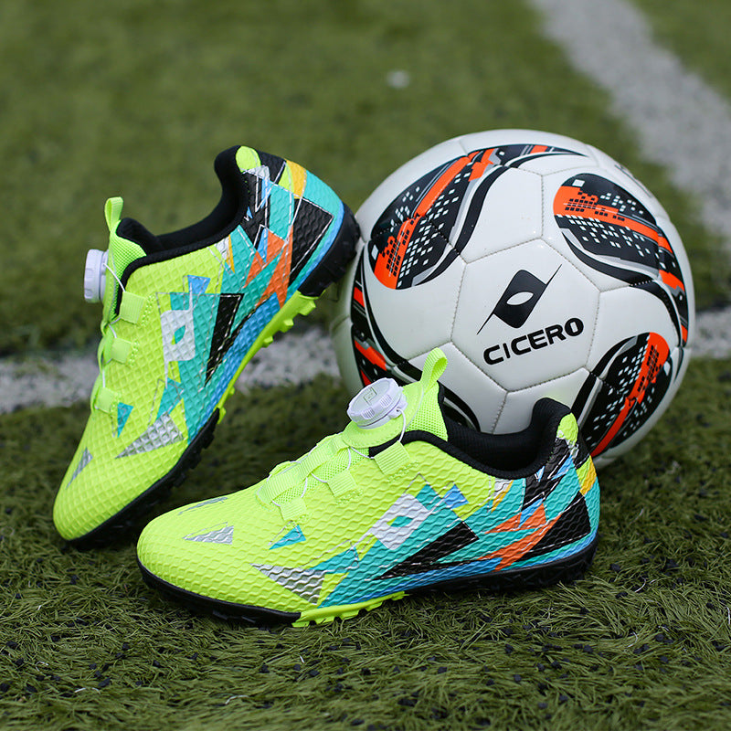 Rotating Buckle Football Shoes Breathable Anti-Slip TF Children's and Teenagers' Turf Training Shoes for Flat Ground Competitions - 图片 4