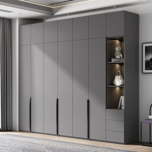 Flat Door Wardrobe for Home Bedroom, Easy Assembly, Suitable for Rental Rooms, Small Apartments, Three-Door, Four-Door, Five-Door, Six-Door Large Wardrobe