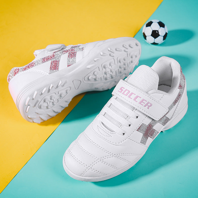 New football shoes for men and women with Velcro for children TF Broken Nail Style Youth Student Grassland Flat Training Shoes - 图片 7