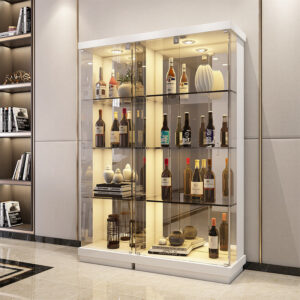 Custom Apartment Glass Wine Cabinet Light Luxury Transparent Collection Figurine Display Cabinet Factory Direct Sales Undertakes Hotel Projects