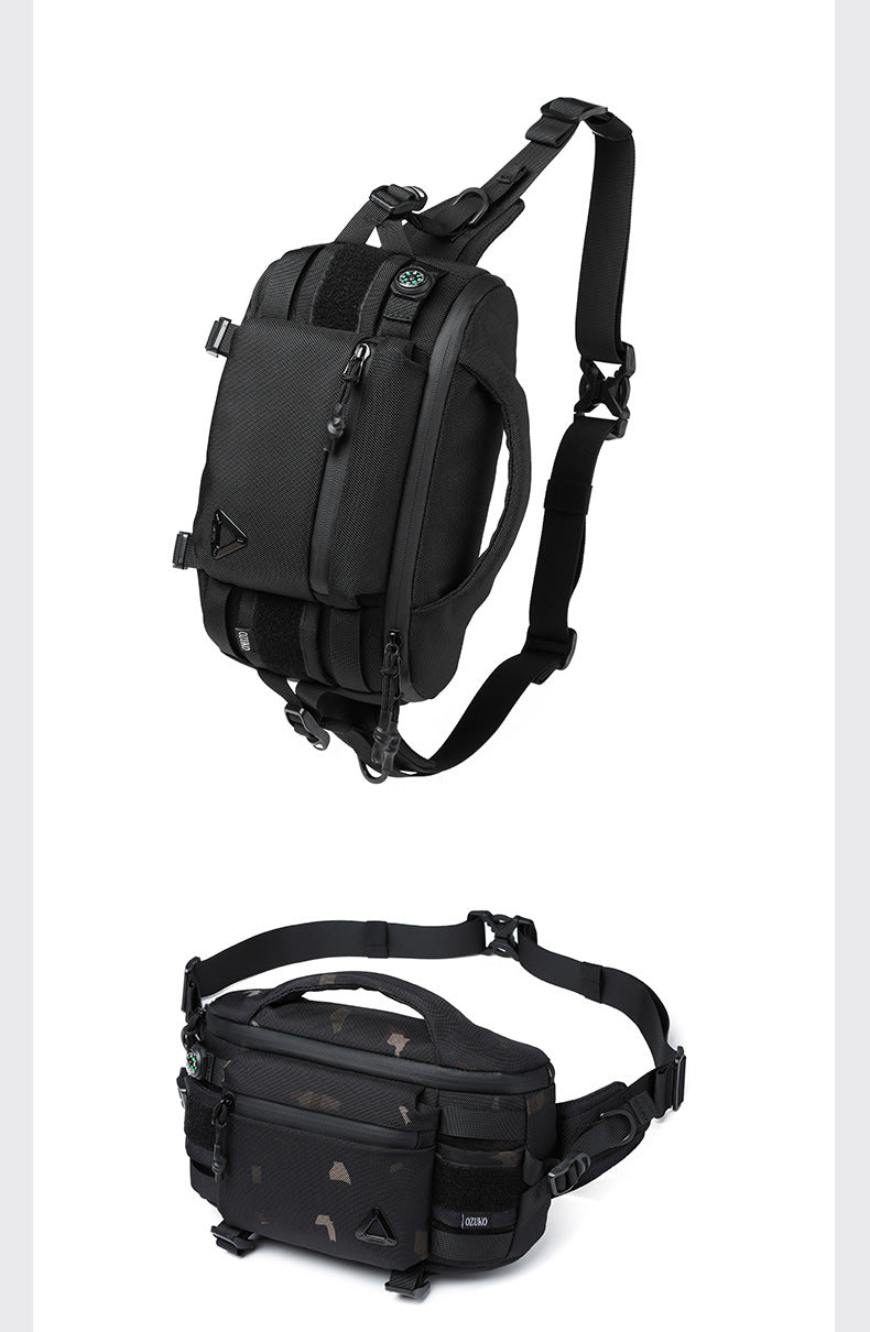 OZUKO Men's Waist Bag Waterproof High-End Crossbody Bag Chest Bag Tactical Trendy Portable Functional Travel Bag - 图片 27