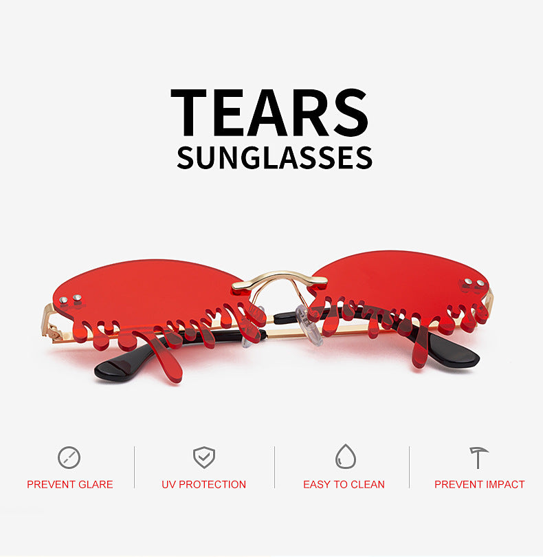 Christmas Costume Personality Tear Sunglasses for Women Metal Frameless Sunglasses Trendy European and American Party Funny Glasses - 图片 14