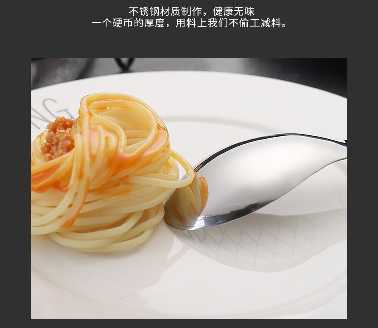 304Stainless Steel Spoon Cooking Restaurant Spoon Pickled Fish Spoon Cartoon Spoon PVD Titanium-plated Colorful Fish Tail Cute Spoon - 图片 30