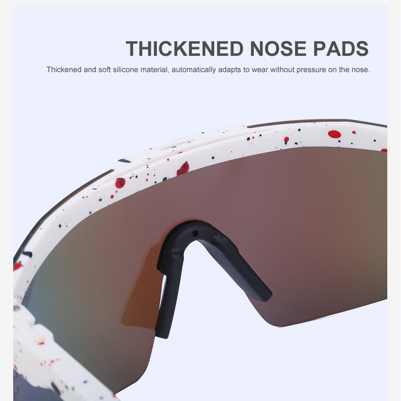 European and American Colorful Sunglasses Outdoor Cycling Windproof Sunglasses Men and Women One-piece Lens Sports Anti-ultraviolet Glasses - 图片 20