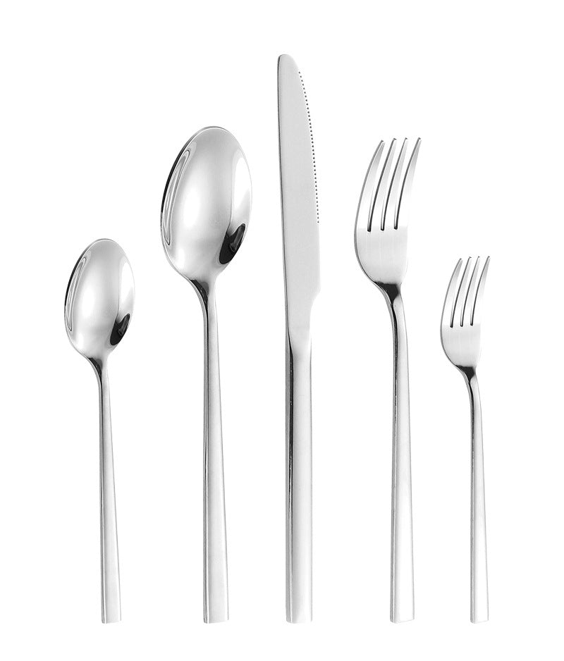 410Stainless Steel Tableware Hotel Restaurant Thickened Square Handle Knife Fork Spoon Set Western Food24Set of Steak Knives and Forks - 图片 31