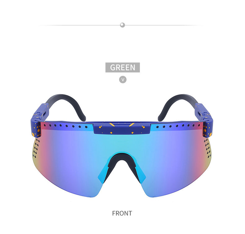 European and American Colorful Sunglasses Outdoor Cycling Windproof Sunglasses Men and Women One-piece Lens Sports Anti-ultraviolet Glasses - 图片 26