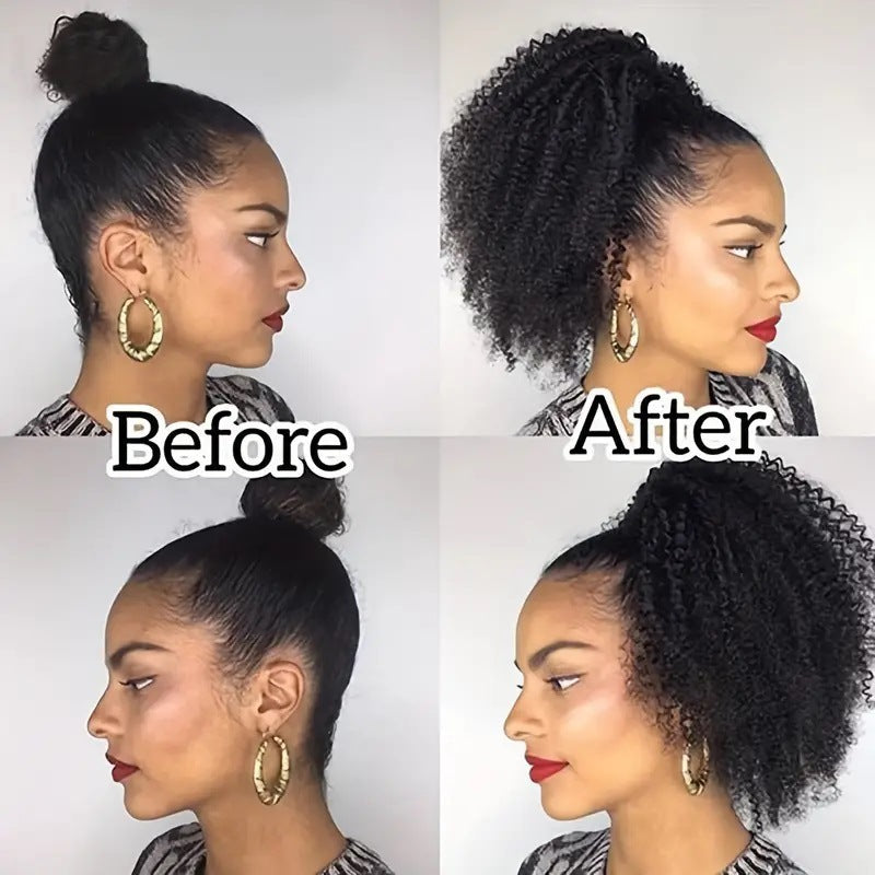 81-inch Synthetic Hair African Drawstring Ponytail jerry curly Small Curly Ponytail - 图片 12