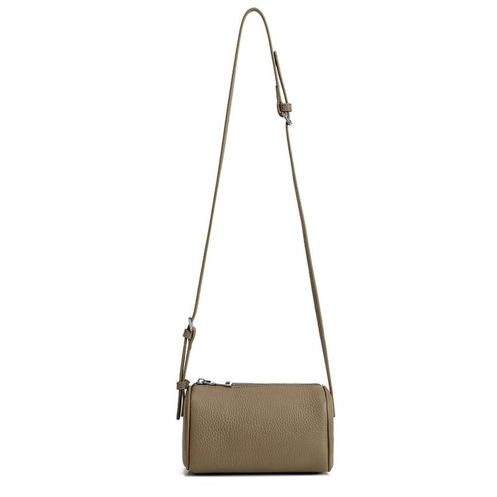 Genuine Leather Women's Bag Round Handbag Top Layer Cowhide Simple Versatile Underarm Shoulder Bag Pillow Crossbody Small Bag - 图片 18