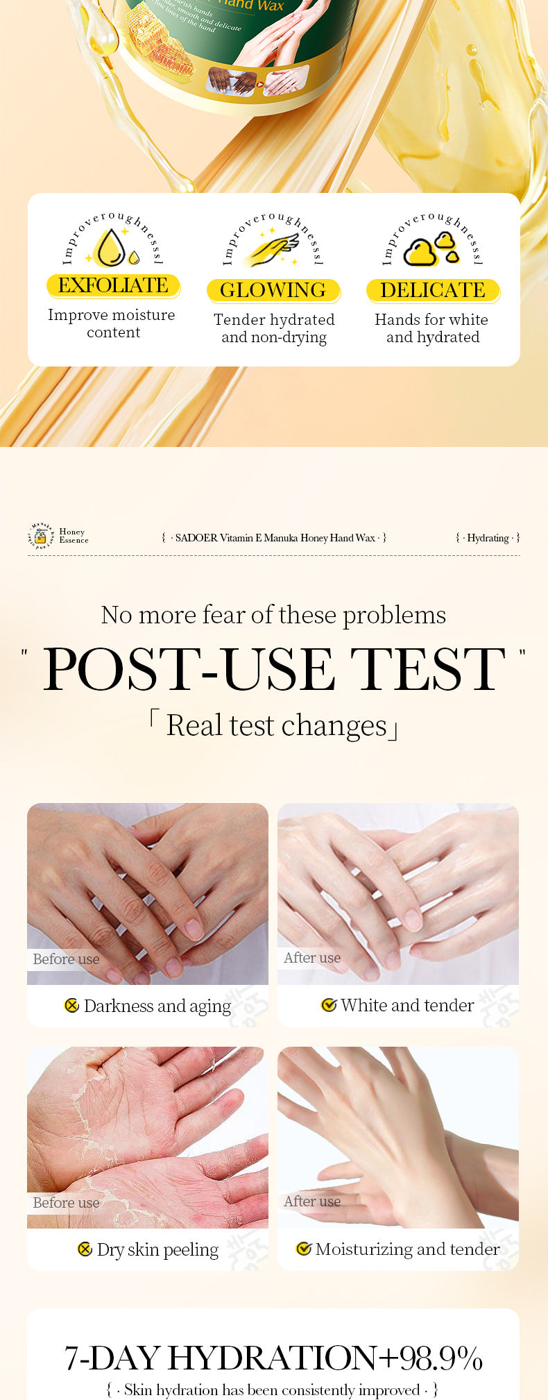 Honey Hand Wax170gBIOAOUA Vitamin E Moisturizing and Nourishing Hand Care Cross-Border Wholesale - 图片 12