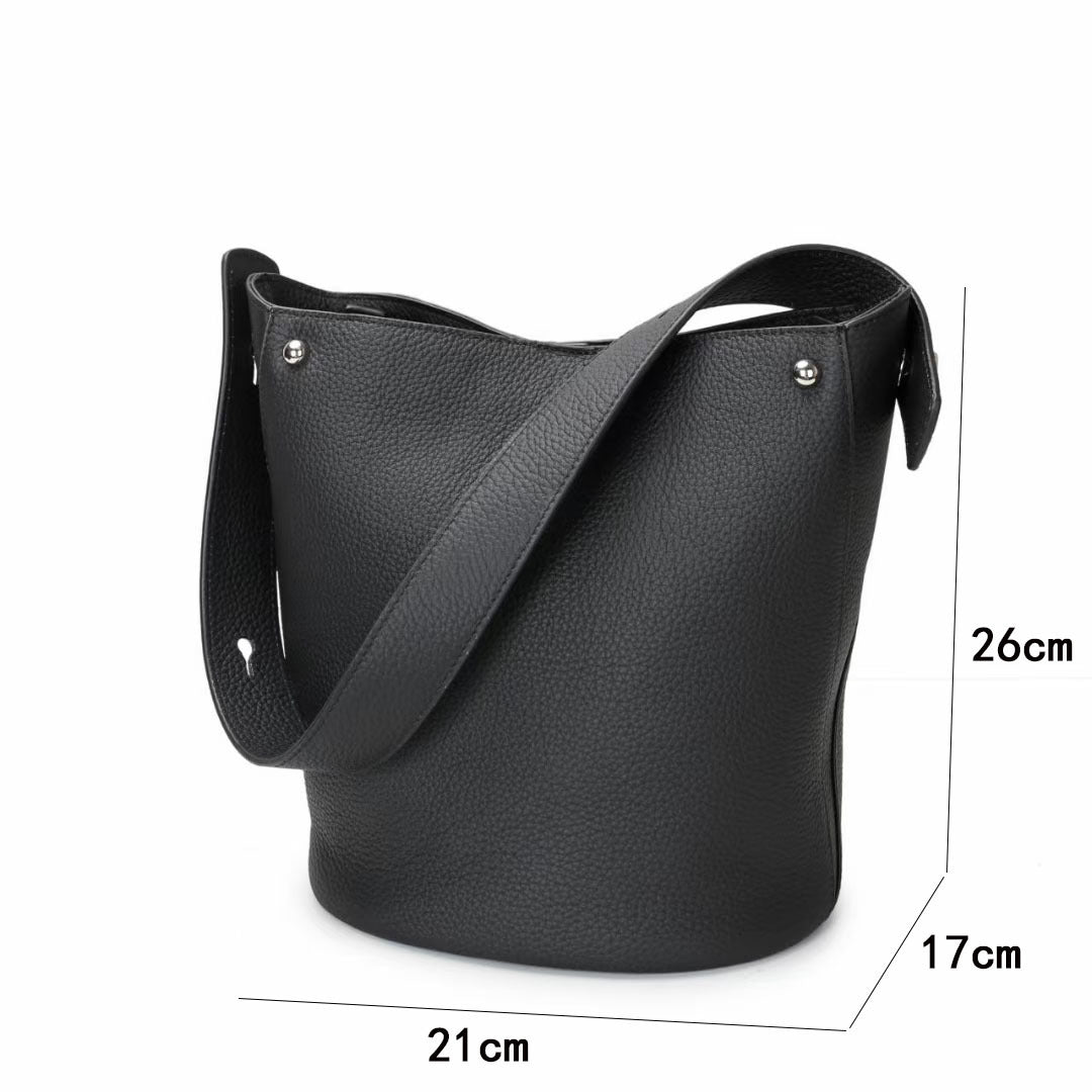 Guangzhou Genuine Leather Women's Bag Large Capacity Tote Bag Top Layer Cowhide Bucket Bag Handheld Shoulder Crossbody Bag Trendy - 图片 8