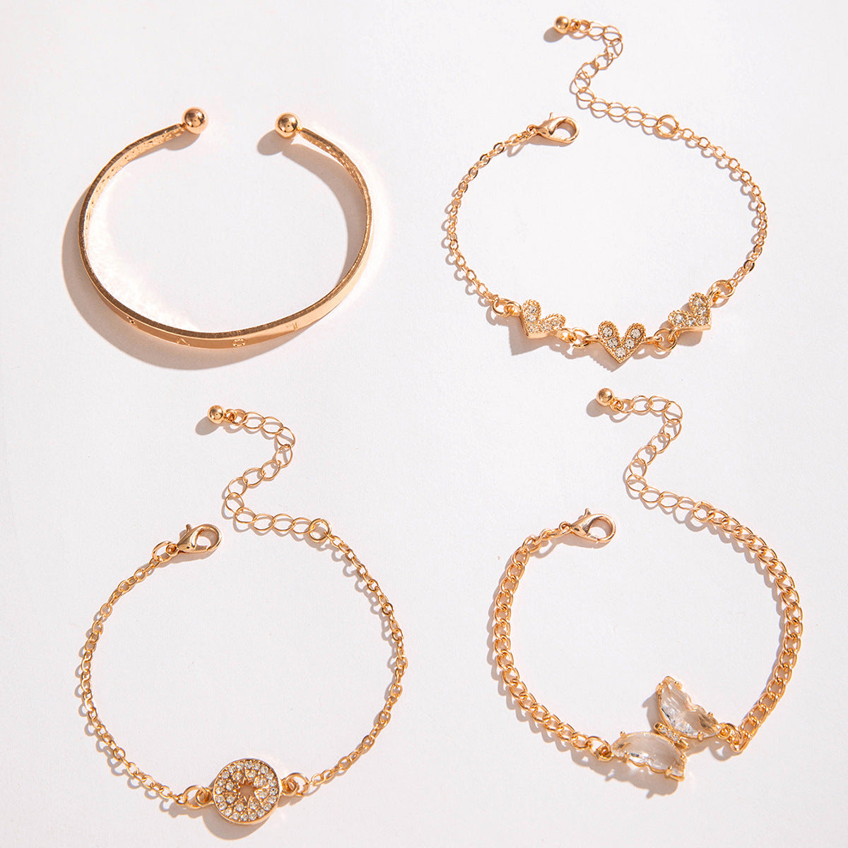 European and American Jewelry High-End Imitation Crystal Butterfly Bracelet Set Fashion Inlaid Diamond Heart Bracelet Wholesale - 图片 26