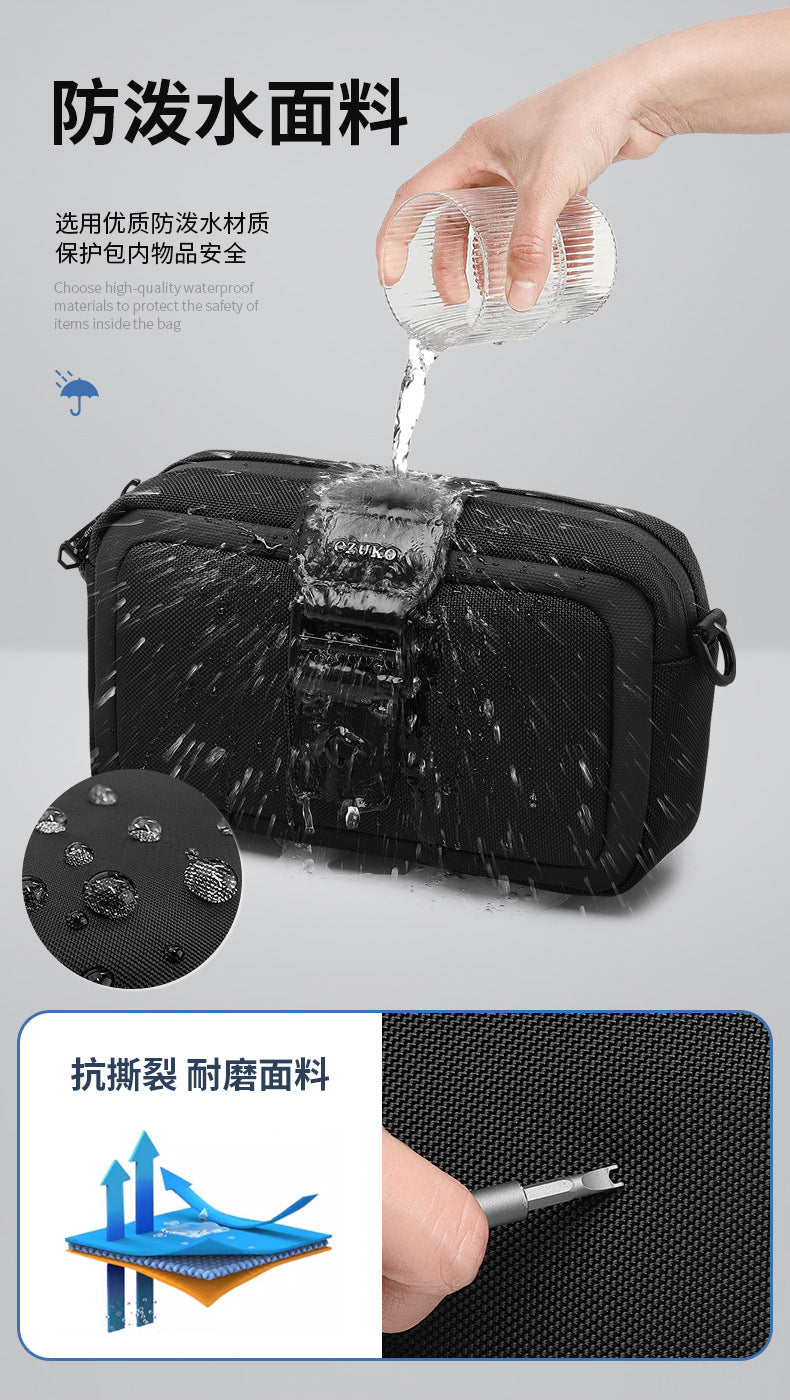 Men's Crossbody Bag High-End Single Shoulder Bag Portable Small Bag Waterproof Oxford Cloth Mini Men's Bag Trendy Style - 图片 12