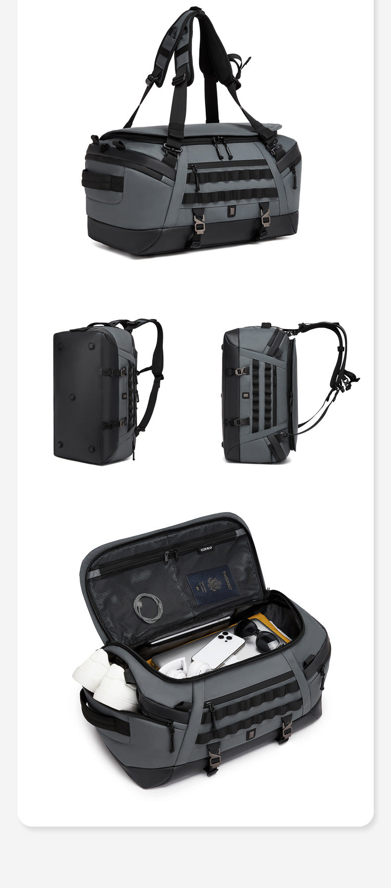 Men's Travel Bag Multifunctional Sports Fitness Bag Large Capacity Waterproof Travel Bag Business Trip Handheld Backpack - 图片 26