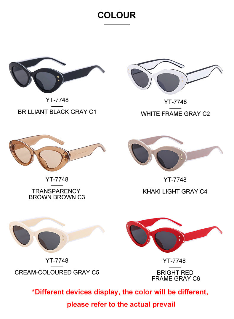 New Wide Mirror Leg Cat Eye Sunglasses for Women, European and American Fashion, High-End Feel Sunglasses sunglasses - 图片 26