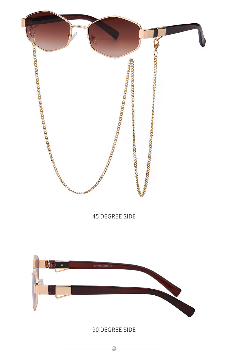 New Women's Sunglasses Fashion Chain Personality Round Frame Korean Style Sunglasses Wholesale Glasses sunglasses - 图片 31