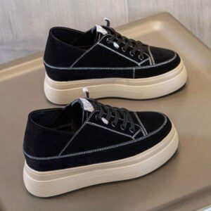 Thick-Soled Height-Increasing Women's Shoes Spring New Style Platform Shoes Slip-On Petite Casual Shoes Versatile Black