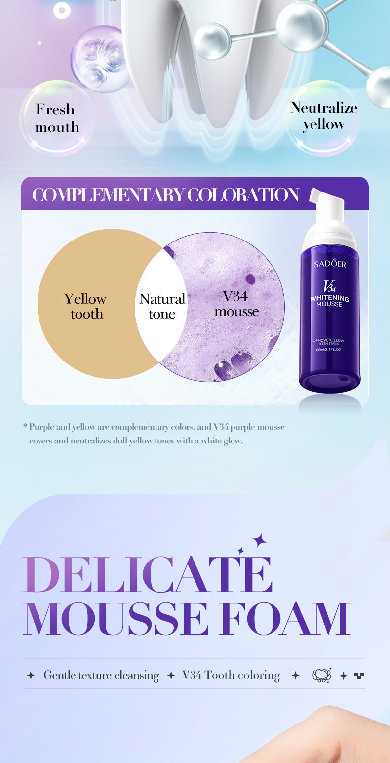 V34Whitening Foam Toothpaste SADOER Clean Teeth Clean Mousse Cross-Border Foreign Trade Wholesale - 图片 15