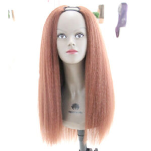 Factory Direct Sale V-part brown Yaki Straight Wig