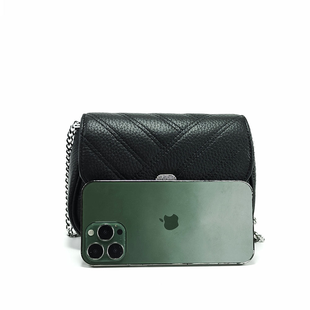 Genuine Leather Women's Bag New Metal Chain Small Square Bag Simple Versatile Chanel Style Single Shoulder Solid Color Embroidered Thread Crossbody Bag - 图片 23