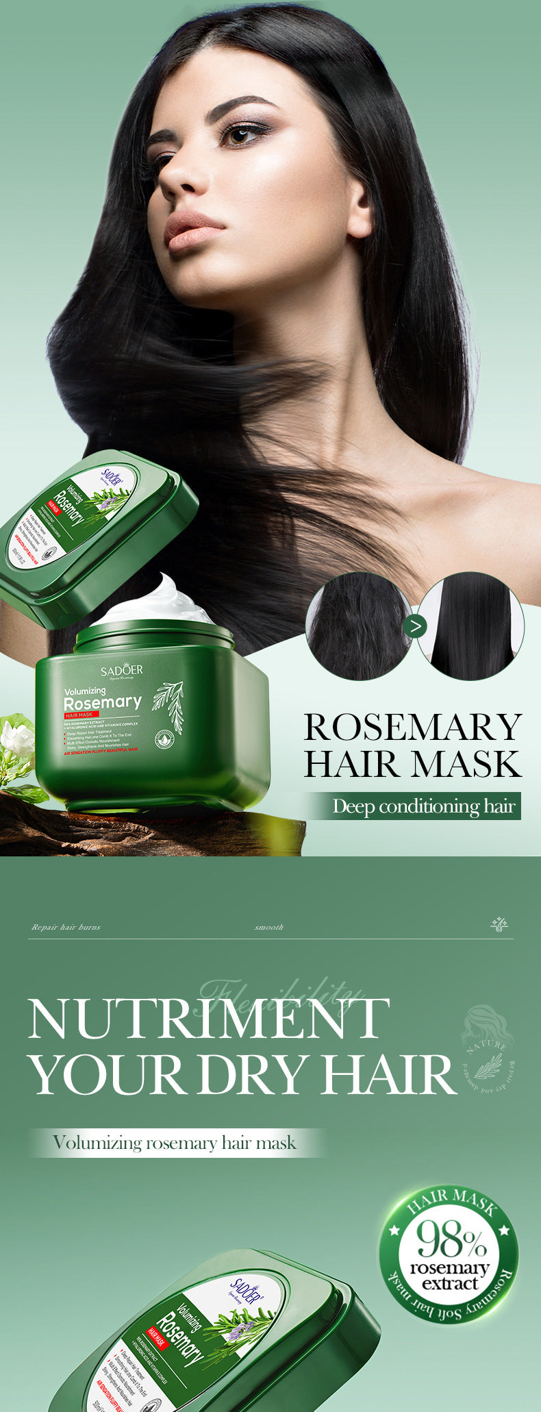 Rosemary Rosemary500ml SADOER Repair Nourishing Smooth Hair Conditioner Wholesale - 图片 7