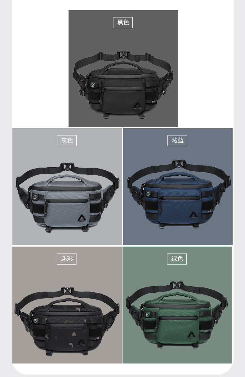 OZUKO Men's Waist Bag Waterproof High-End Crossbody Bag Chest Bag Tactical Trendy Portable Functional Travel Bag - 图片 23