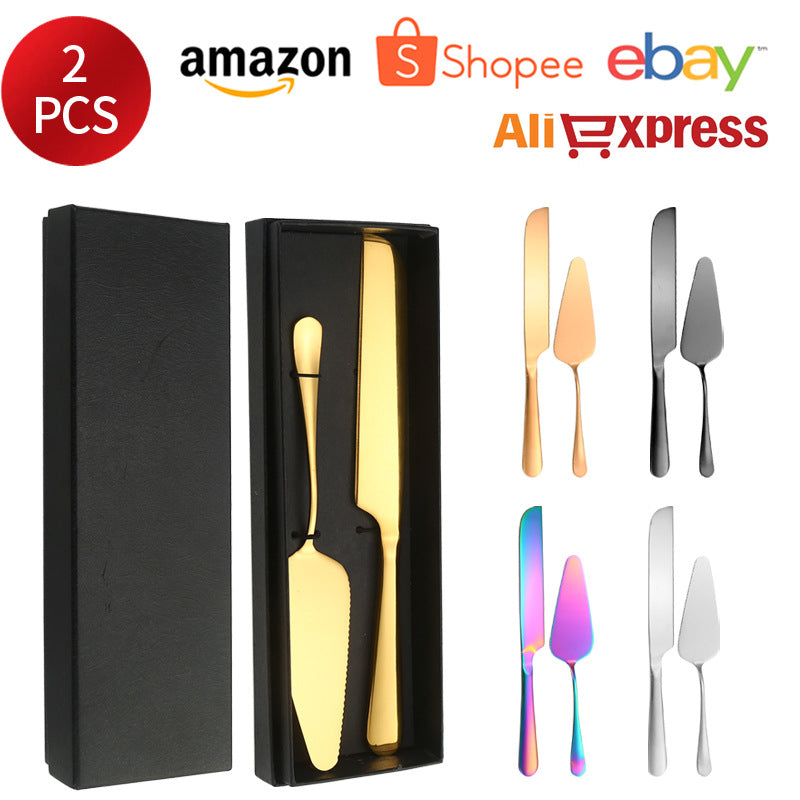 Stainless Steel Cake Knife and Spatula Set for Home Use gold Bread Knife and Spatula Restaurant Pizza Dessert Spatula Baking Utensils