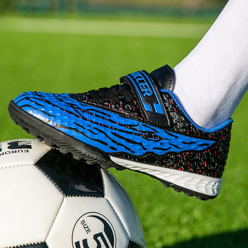 New football shoes for men and women with Velcro for children TF Broken Nail Style Youth Student Grassland Flat Training Shoes - 图片 4