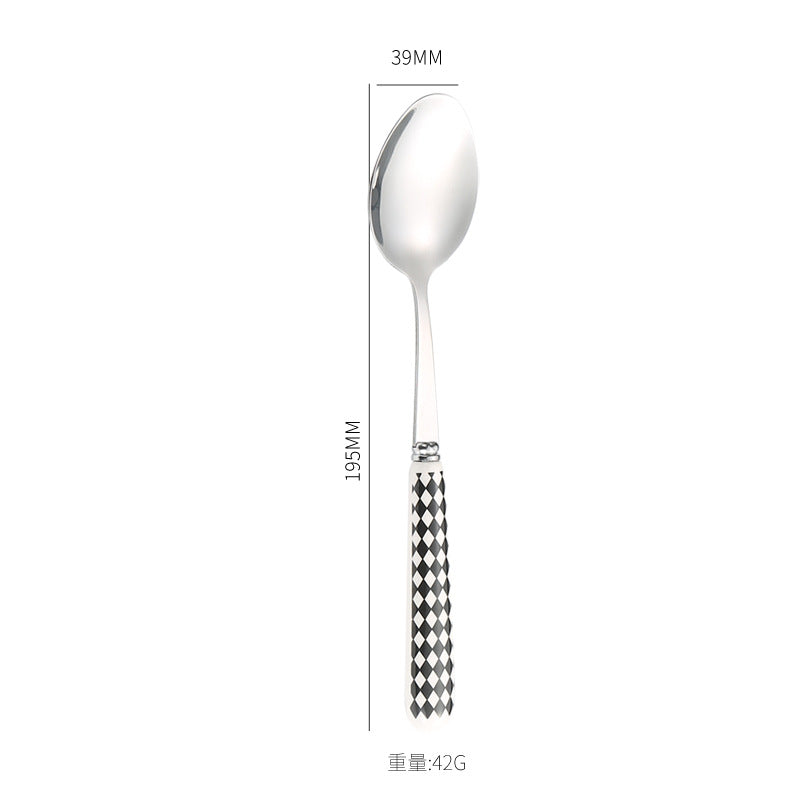 410Stainless Steel Cutlery Restaurant Creative Hepburn Style Ceramic Handle Knife Fork Spoon Tea Spoon Set Western Steak Knife Fork - 图片 8
