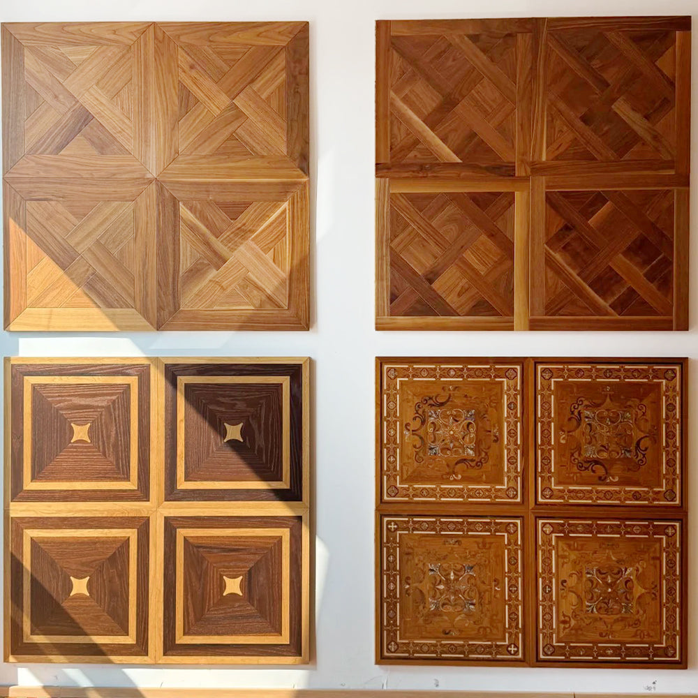 15mm Custom Square Teak Parquet Wood Flooring | High-End Engineered Hardwood Panels Anti-Slip Waterproof Click Lock Outdoor - 图片 14