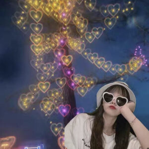 Light Changing Heart Romantic Glasses Night Internet Celebrity Same Style Sunglasses Trendy Heart Sunglasses Stage Performance