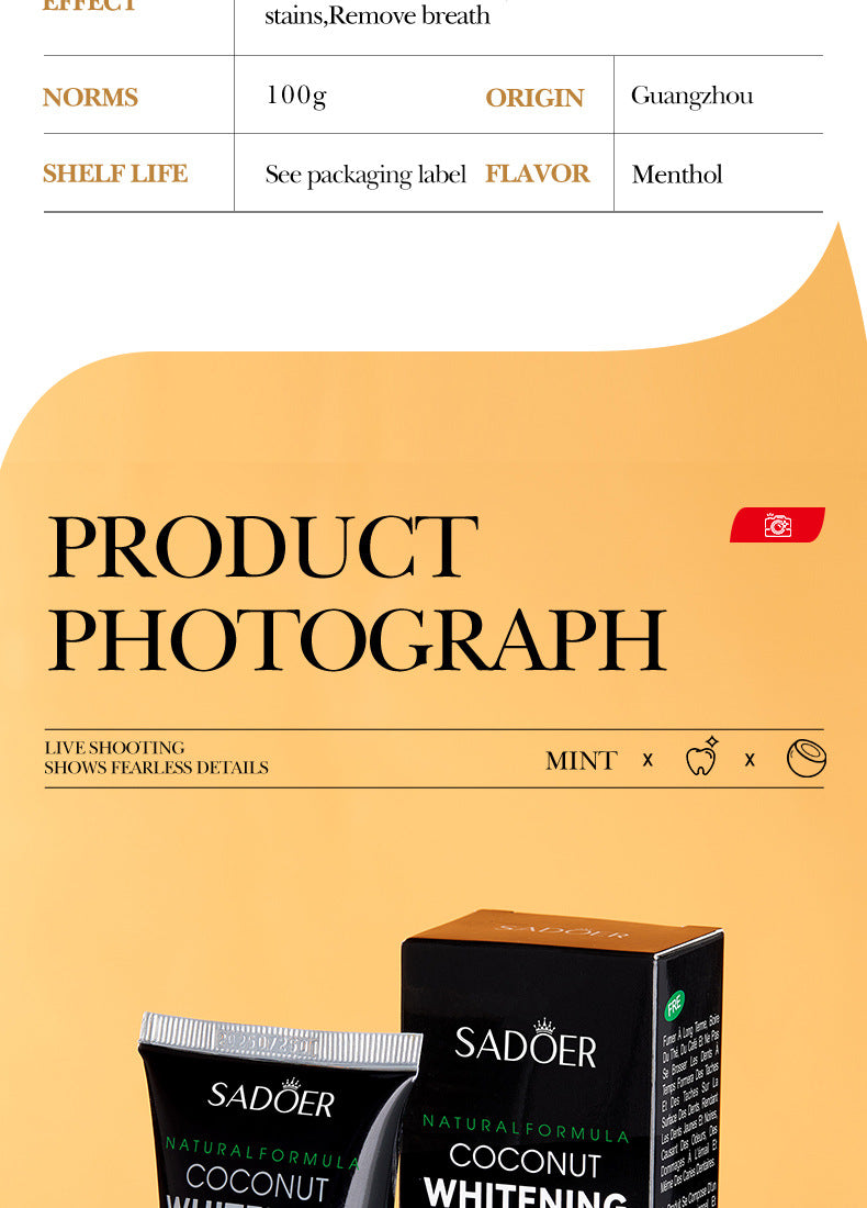 Toothpaste SADOER Vitamin C Coconut Oral Care Gum Protection Wholesale Live Streaming - 图片 29