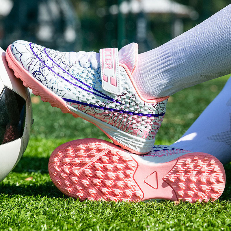 New Football Shoes for Men and Women, Children's Low-top Anti-collision Spike Magic Tape No-tie Grass Training Sports Shoes - 图片 4