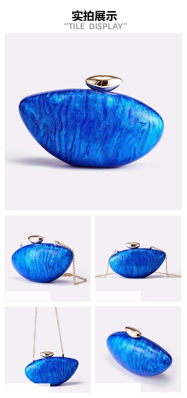 European and American Trend New Style Bag for Women Fashionable Light Luxury Versatile Bullet Head Acrylic Simple Evening Bag Clutch for Women - 图片 17