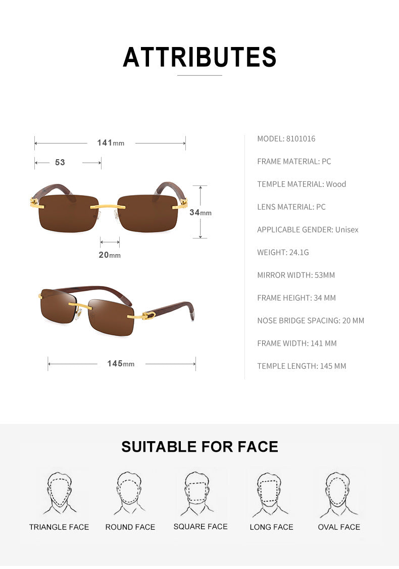Fashion Sunglasses for Men Frameless Wooden Leg Slingshot Sunglasses Men Trendy Wooden Optical Frame sunglasses - 图片 24