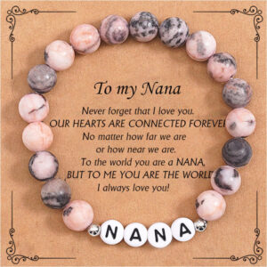 New Women's Bracelet with Letters MAMA Beaded Gift Elastic Cord Bracelet Pink Zebra Bracelet