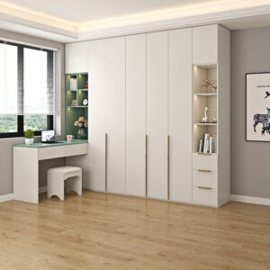Wardrobe Solid Wood Hanging Area Multi-Bedroom Home Eco-Board Children's Room Corner Computer Desk Desk Cabinet Integrated Wardrobe