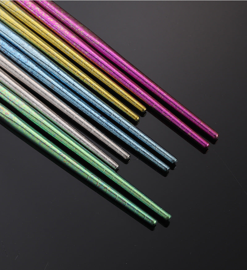 Pure Titanium Crystal Chopsticks for Home and Outdoor Use, Light Luxury Colorful Ice Flower Chopsticks23cm Half Square Chopsticks Restaurant Antibacterial Titanium Chopsticks - 图片 30
