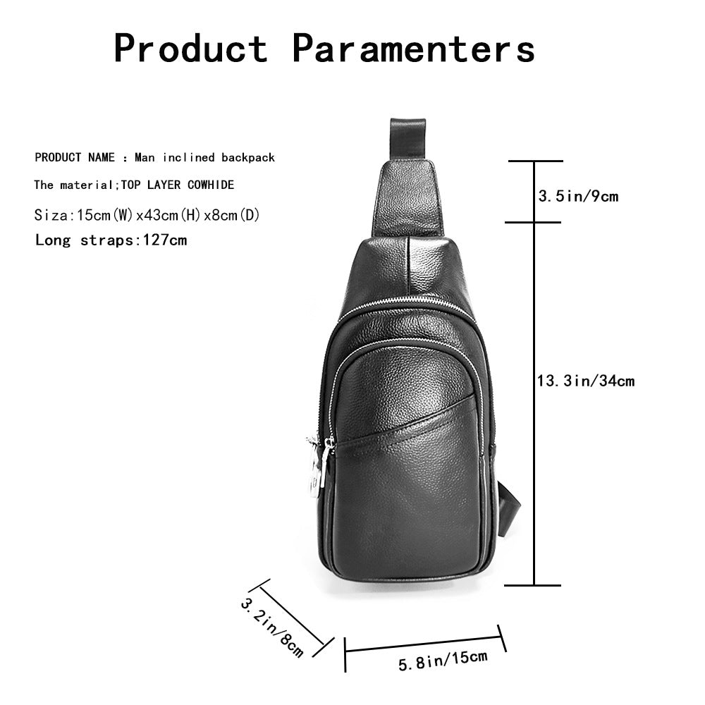 Anti-theft Bag Cowhide Chest Bag Password Lock Outdoor Sports Genuine Leather Single Shoulder Crossbody Bag Anti-theft Password Lock - 图片 7