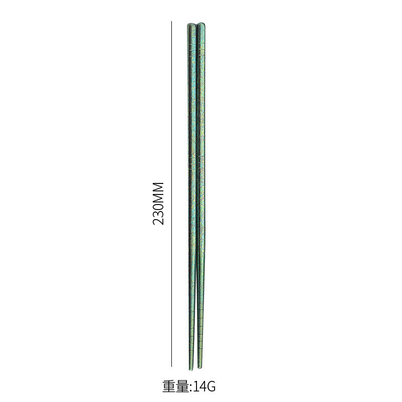 Pure Titanium Crystal Chopsticks for Home and Outdoor Use, Light Luxury Colorful Ice Flower Chopsticks23cm Half Square Chopsticks Restaurant Antibacterial Titanium Chopsticks - 图片 10