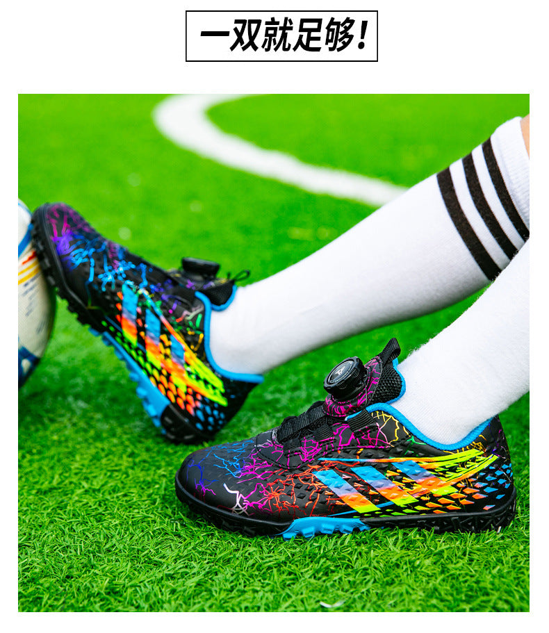 New style soccer shoes for men, women, and children with rotating buckle TF Broken Nail Style Youth Student Grassland Competition Training Shoes - 图片 27