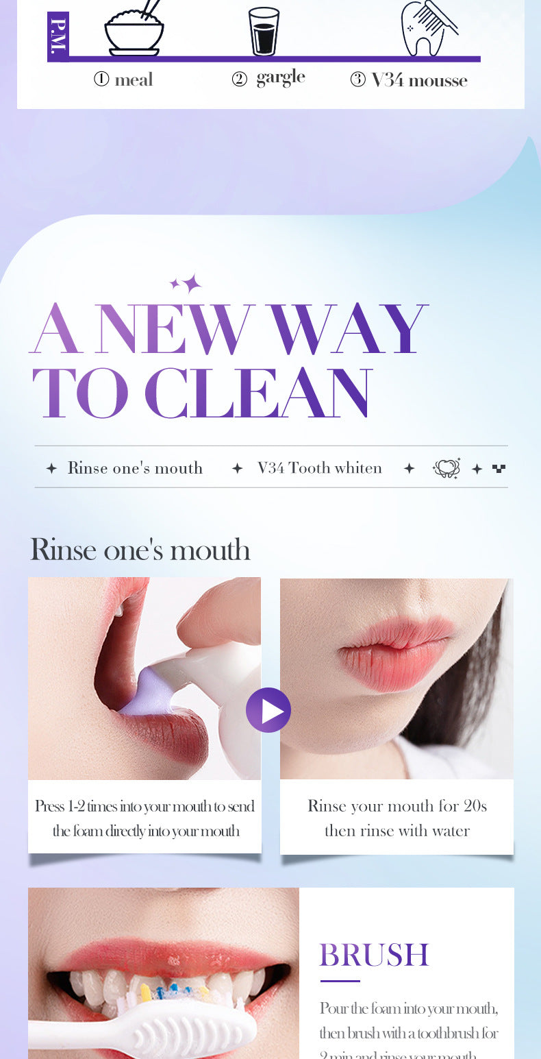 V34Whitening Foam Toothpaste SADOER Clean Teeth Clean Mousse Cross-Border Foreign Trade Wholesale - 图片 19