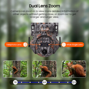 Camouflage122x Zoom Solar Camera Outdoor Forest4G Binocular HD AI Full Color Night Vision Surveillance