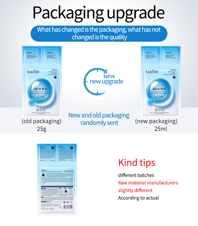 Trilogy Mask SADOER Hyaluronic Acid Firming Acne Removal Hydrating Beauty Mask Cross-Border Wholesale - 图片 10