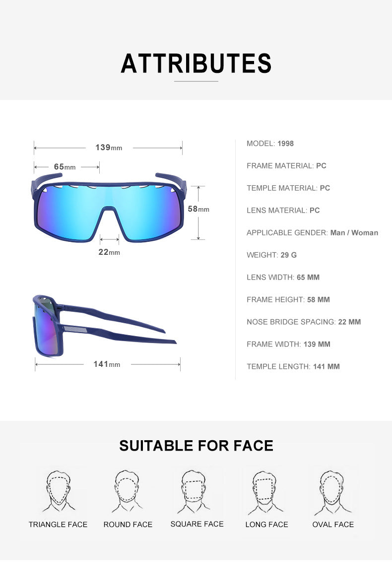 New Colorful Cycling Glasses for Men with Perforated One-piece Lenses Sunglasses European and American Outdoor Sports Sun Glasses - 图片 25