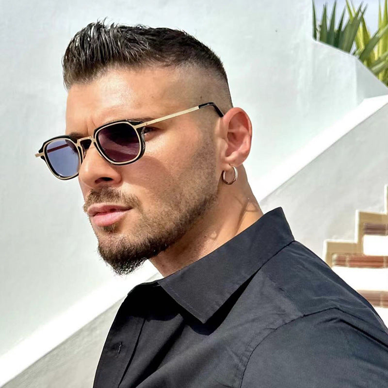 New Fashion Small Frame Sunglasses for Men, European and American Classic Retro Sunglasses, Steampunk Trendy High-End Glasses for Women - 图片 4