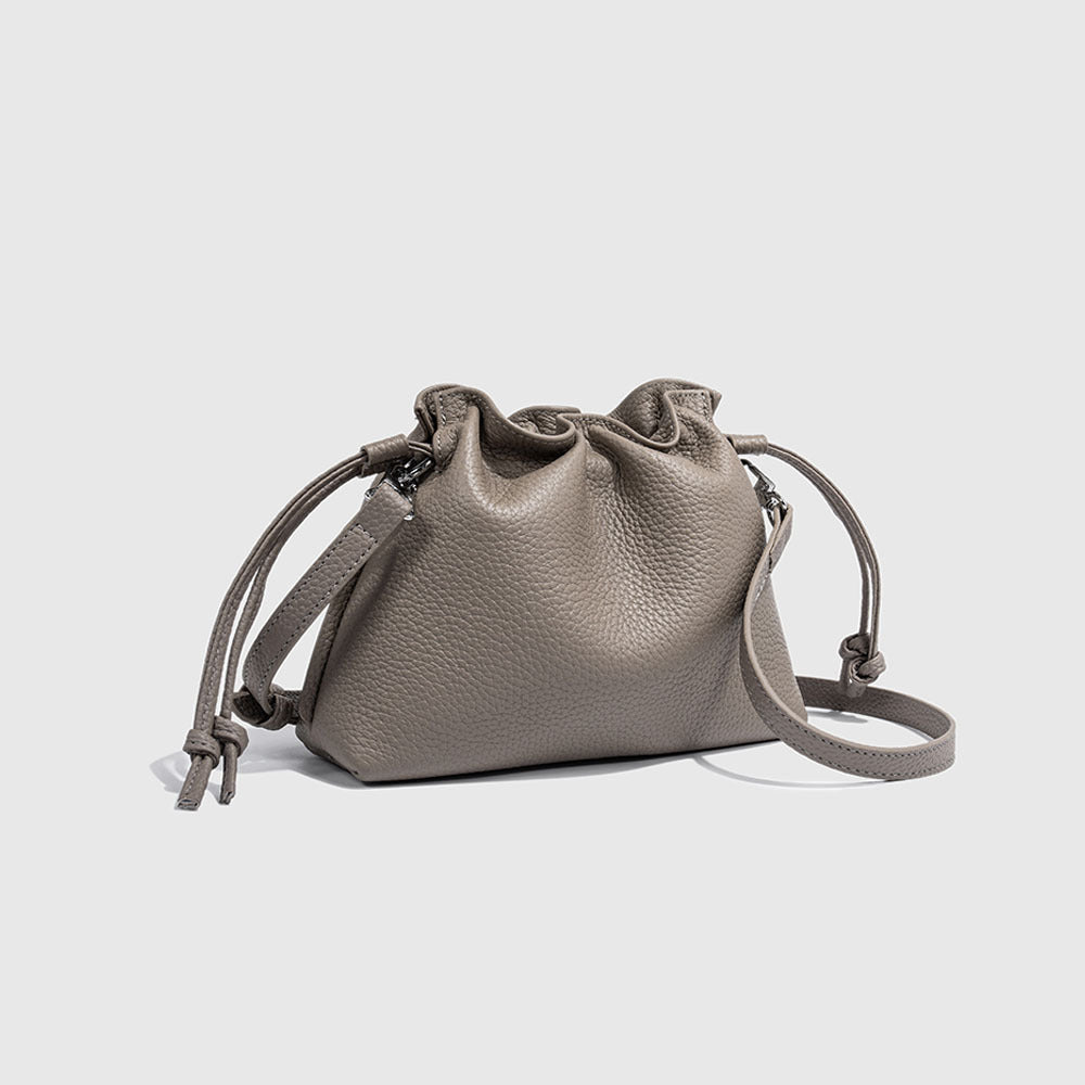 Wholesale pleated cloud bag genuine leather small handbag for women bag Bucket Bag Top Layer Cowhide Niche ins Shoulder Crossbody Bag - 图片 25