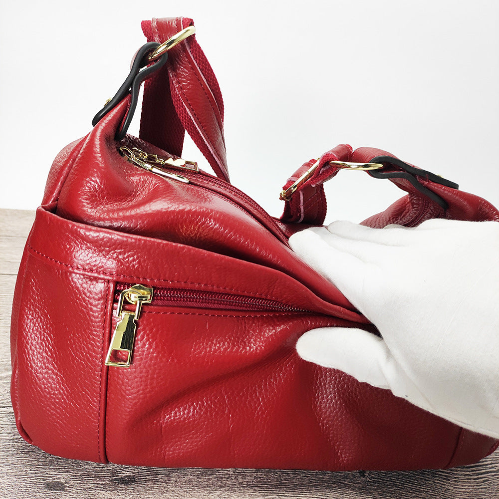 Guangzhou Shiling Genuine Leather Women's Bag for Middle-aged and Elderly Mothers, Multi-pocket Large Capacity Single Shoulder Crossbody Bag Trend - 图片 16