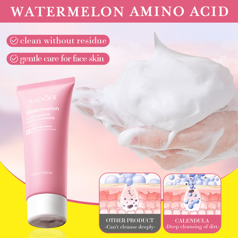 Niacinamide Watermelon Facial Cleanser SADOER Deep Cleansing Facial Cleanser Cross-Border Wholesale - 图片 4