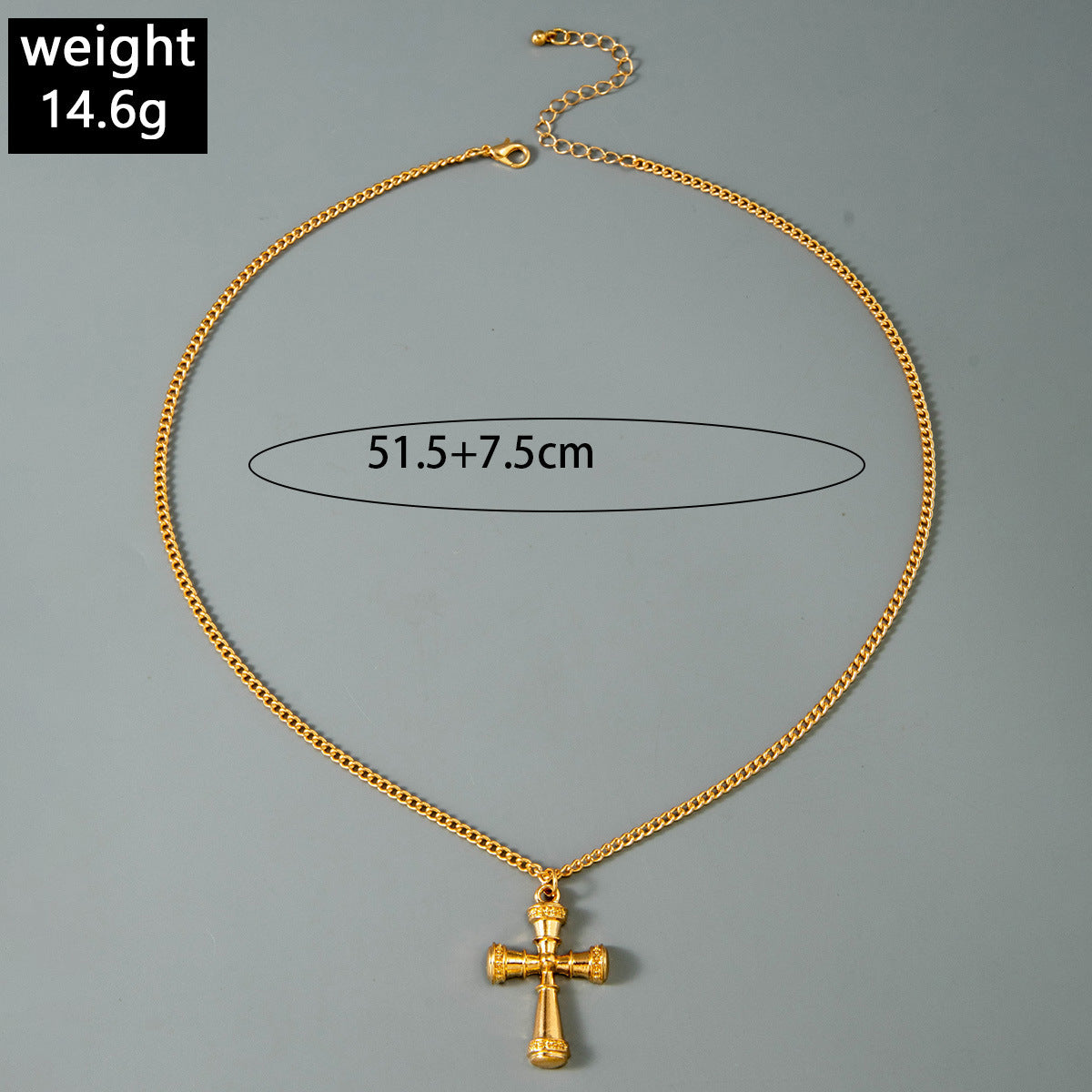 European and American Retro Hollow Diamond Cross Pendant Necklace Gothic Style Black Layered Wear Y Type Necklace - 图片 59