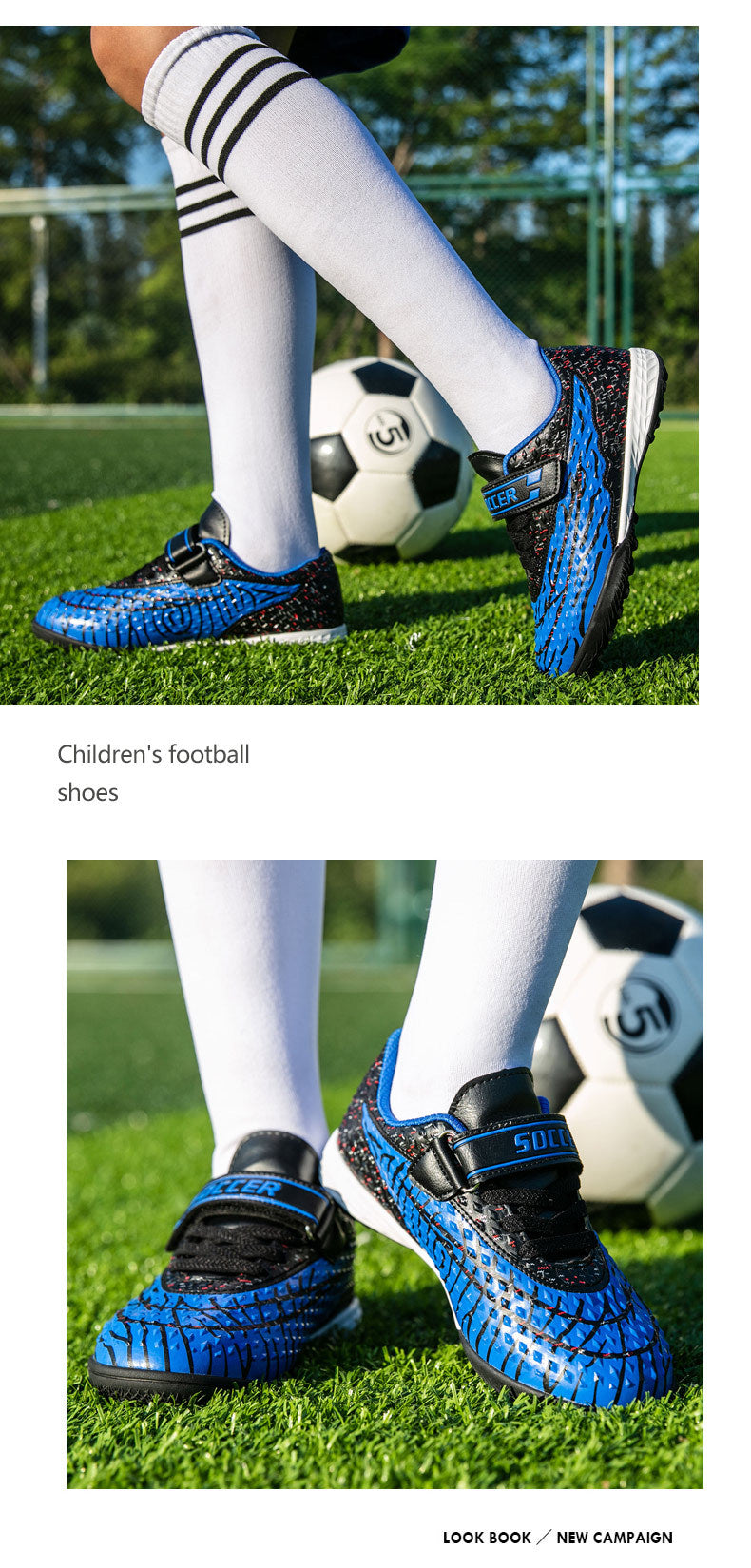 New football shoes for men and women with Velcro for children TF Broken Nail Style Youth Student Grassland Flat Training Shoes - 图片 22